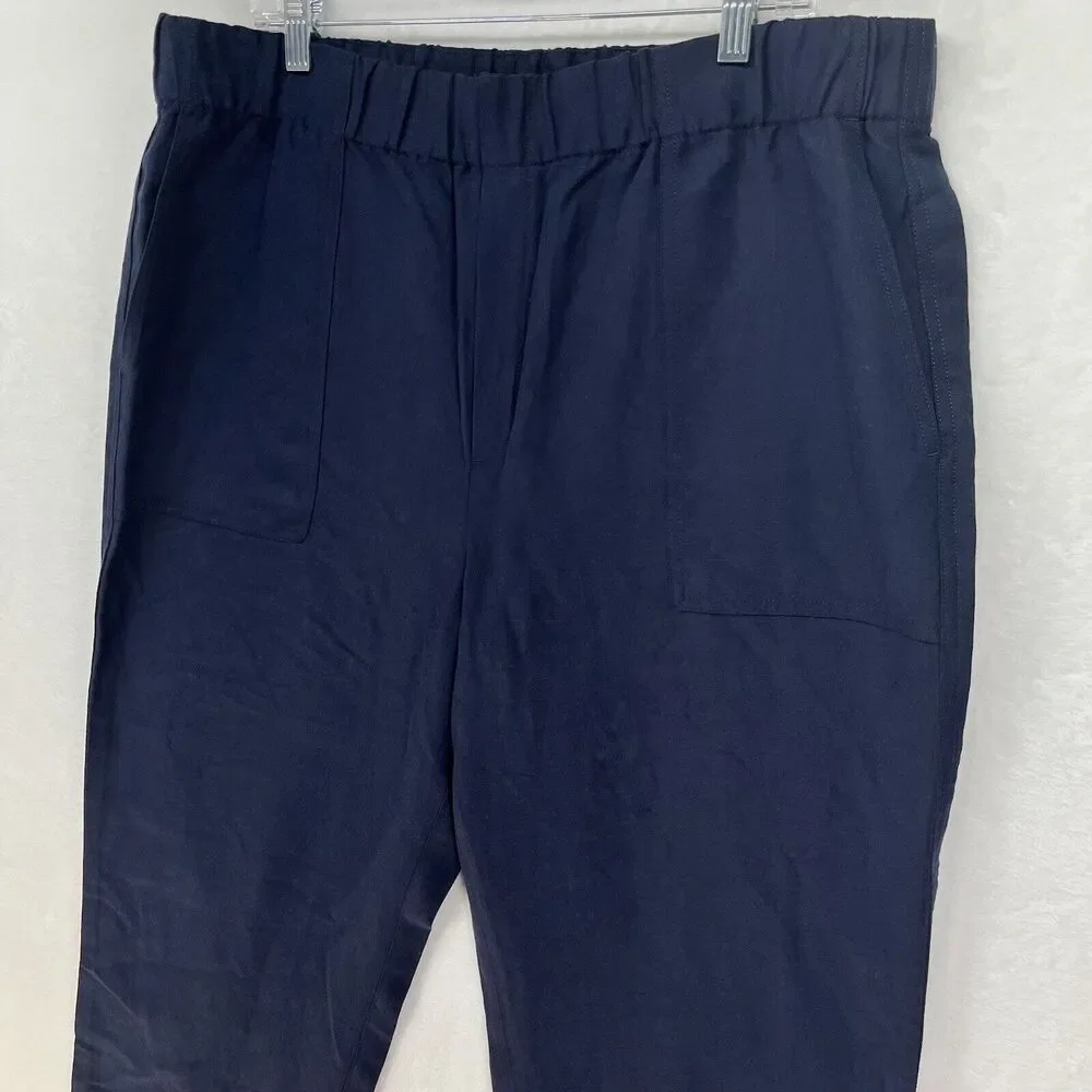 Banana Republic‎ Pull On Linen Blend Crop Pants Women’s Sz XL Navy NEW